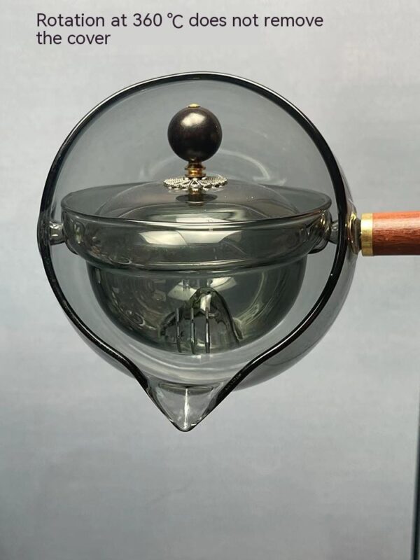 Semi-automatic Rotary Heat-resistant Glass Teapot Lazy Tea Making With Infuser And Wooden Handle Office Home Accessories Kitchen Gadgets - Imagen 5