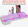 ErgonomicWired Gaming Keyboard with RGB Backlight Phone Holder - Imagen 2