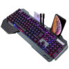 ErgonomicWired Gaming Keyboard with RGB Backlight Phone Holder - Imagen 4
