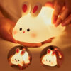 Cute LED Night Light Touch Sensor Cartoon Kid's Nightlights Big Face Rabbit Silicone Night Light Christmas Gift Bedside Lamp Home Decor - Imagen 2