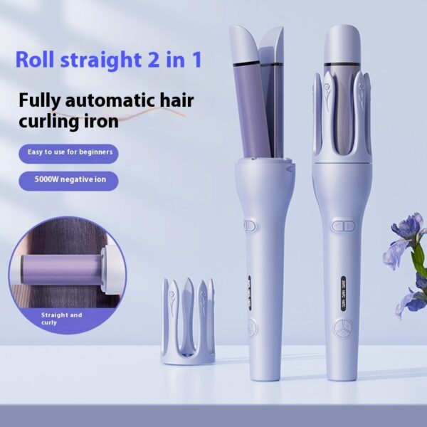 New 2 In 1 Automatic Hair Curler Straightener Negative Ion Electric Ceramic Fast Heating Rotating Magic Curler - Imagen 5