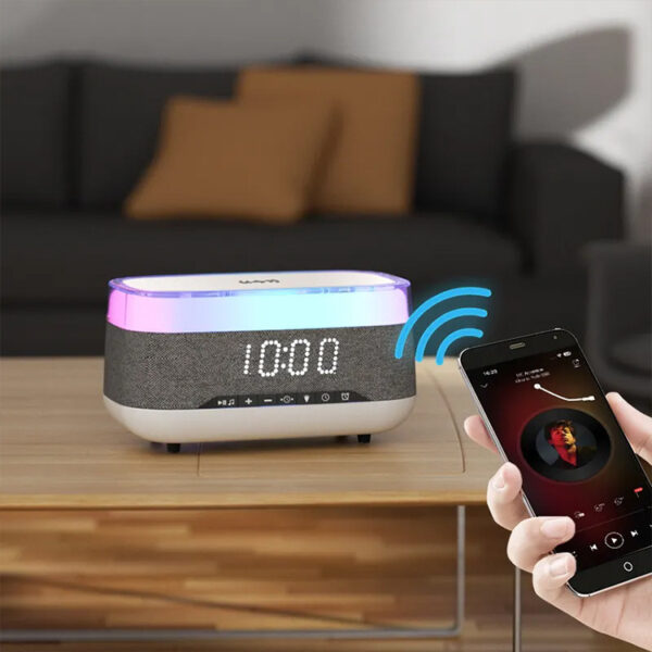 Intelligent Multifunctional Alarm Clock Bluetooth Speaker Wireless Charger Fast Charge Clock Atmosphere Night Light Home Decor - Imagen 10