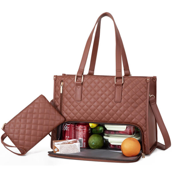 Fashionable Lunch Tote Bag Women's Thermal Insulation Lunch Box Leak-proof Crossbody Computer Storage Bag Quilted Large Capacity Handbag With Purse - Imagen 8