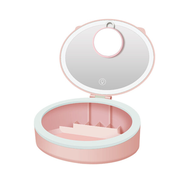 LED Makeup Mirror Desktop Girls Dormitory With Light Storage Box Home Decor - Imagen 2